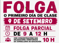 INFORMACIÓN SOBRE A FOLGA DO MÉRCORES 9 SETEMBRO
